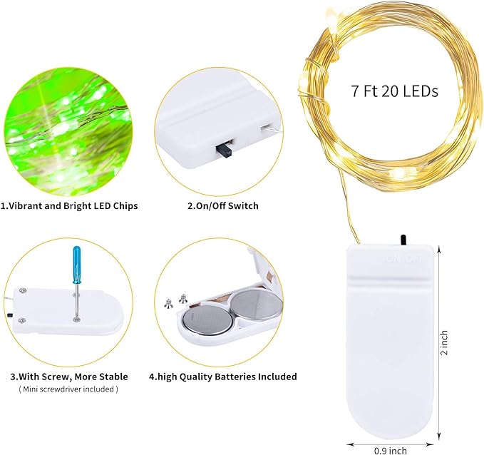 Brightown 12 Pack Multi Color Led Fairy Lights Battery Operated String Lights - Image 7