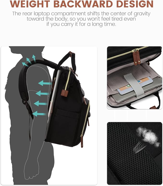 LOVEVOOK Laptop Backpack for Women, 17.3'' Waterproof Nurse Bag Teacher Work - Image 5