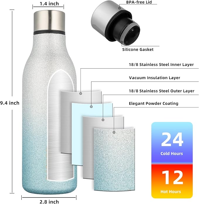 BJPKPK Insulated Water Bottles, 18 oz Stainless Steel Metal Water Bottle - Image 3