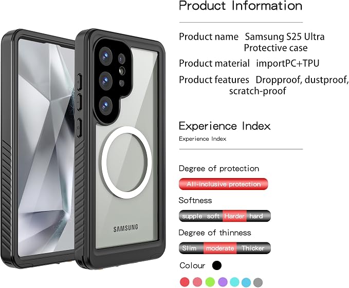 for Samsung Galaxy S25 Ultra Case, IP68 Waterproof Dustproof Case, Full Body - Image 7