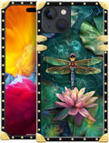 Compatible with iPhone 15 Case, Colourful Dragonfly Pink Lily Pads Luxury by Unknown
