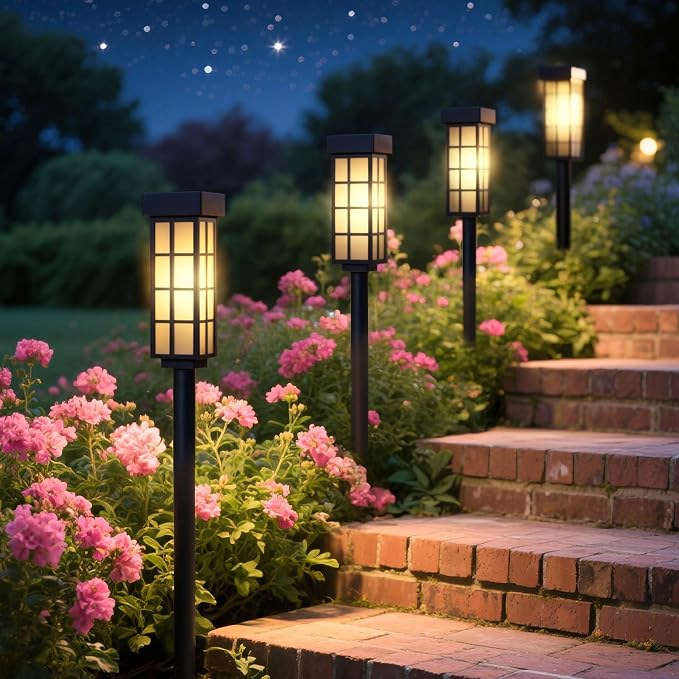 PASAMIC Solar Pathway Lights Outdoor, 24 Inch Tall Solar Landscape Lights by PASAMIC