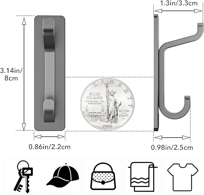 pickpiff Wall Hooks for Coat and Towel: 13LB Strong Adhesive Door Hanger Stick - Image 5