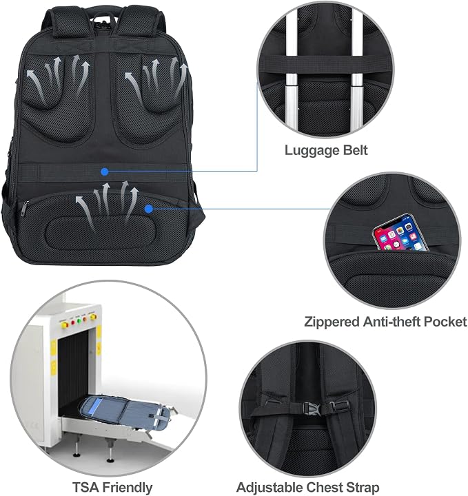 KROSER Friendly Travel Laptop Backpack 18.4 inch XXXL Gaming Backpack - Image 5