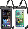 2 Pack Black White Universal Waterproof Phone Pouch, Large Phone Waterproof by Famoby