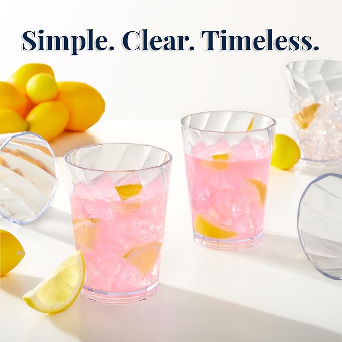 US Acrylic Optix Plastic Reusable Drinking Glasses 14oz Rocks Cups in Clear | - Image 6