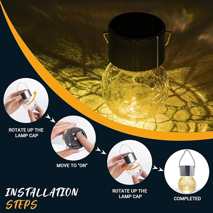 GIGALUMI Solar Lights Outdoor Waterproof, 8 Pack Solar Hanging Lights Garden - Image 5
