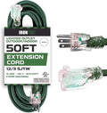 Iron Forge Cable 50 Foot Outdoor Extension Cord, 12/3 SJTW Heavy Duty Green by IronForgeCable