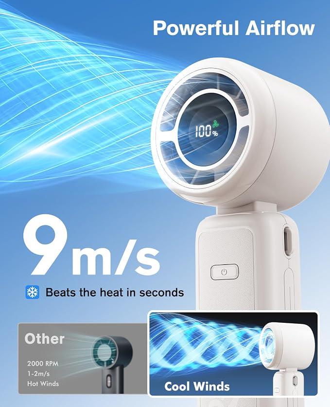 WHATOOK Portable Personal Handheld Fan: High Speed Cooling Fan, 12 Hours - Image 4