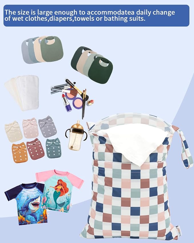 ALVABABY 3 pcs Cloth Diaper Wet Dry Bags Waterproof Reusable - Image 5