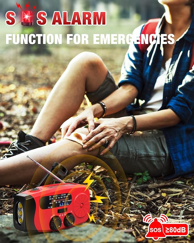Emgykit 086S Hand Crank Emergency Radio - 2000mAh/7400mWh AM/FM/NOAA Solar Hand - Image 3