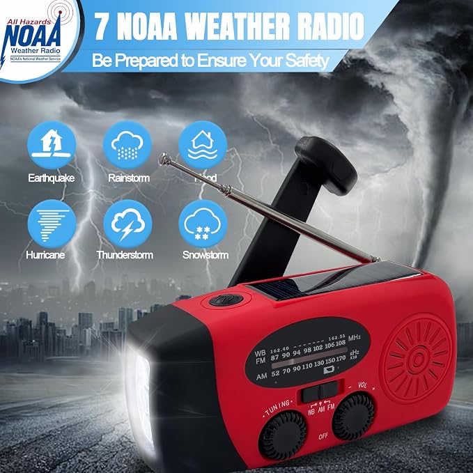 Emergency Hand Crank Weather Radio, AM/FM NOAA Portable Solar Radio - Image 5