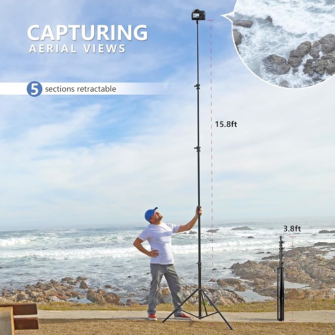 【16' Heavy Duty】 RAUBAY Extreme Tall Video Camera Sports Tripod Stand - Image 2
