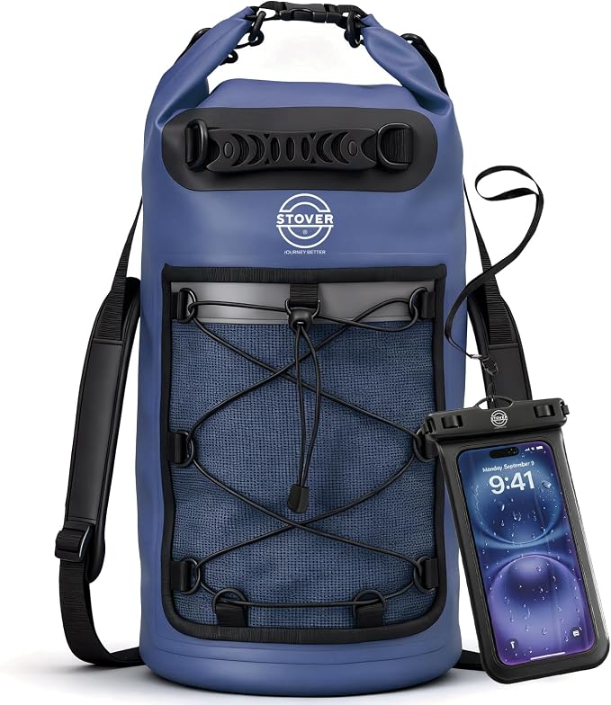 STOVER 5/10/25/30/40/55L Waterproof Dry Bag- Roll-Top Backpack w/Phone Case- by STOVER