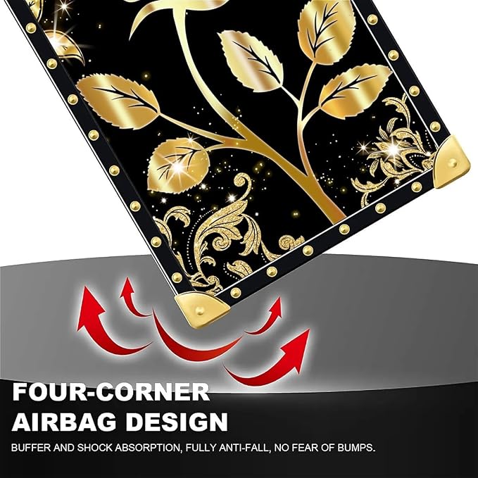 Compatible with iPhone 16 Pro Max Case, Shine Gold Rose Luxury Golden Decoration - Image 7