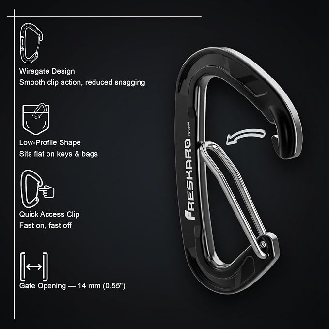 FresKaro 5pcs Nano Carabiner Clips, 8kN 1798lbs, Small Sturdy, Reliable - Image 3