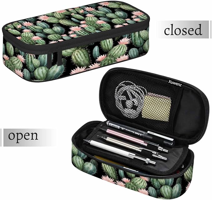 Vintage Cactus Pencil Holder Bag Cute Pink Flower Spikes Summer Pencil Case - Image 7