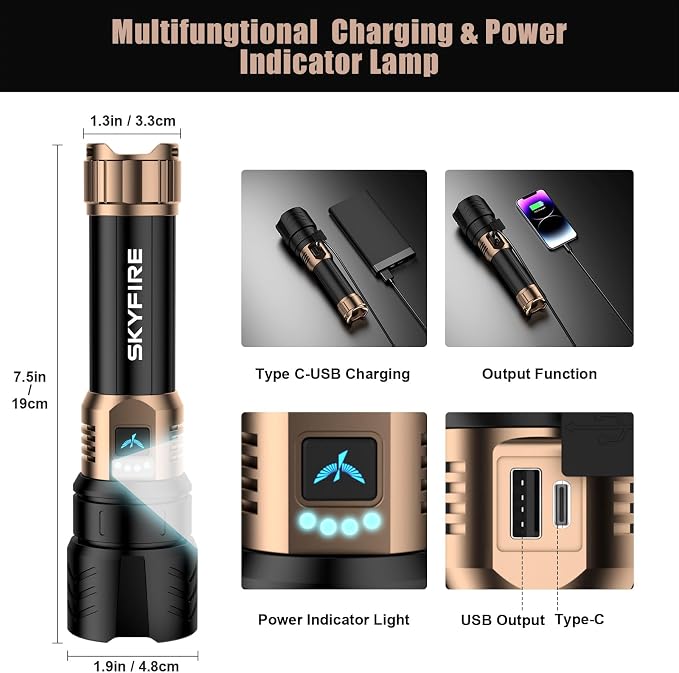SKYFIRE Rechargeable Flashlights High Lumens - Image 6