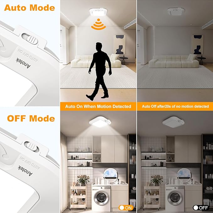 Battery Operated Ceiling Light, Motion Sensor Light Indoor, Motion Activated - Image 4