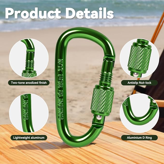 Carabiner Clip, Key Hooks for Keychain Aluminum D Ring Shape Carabiner - Image 6