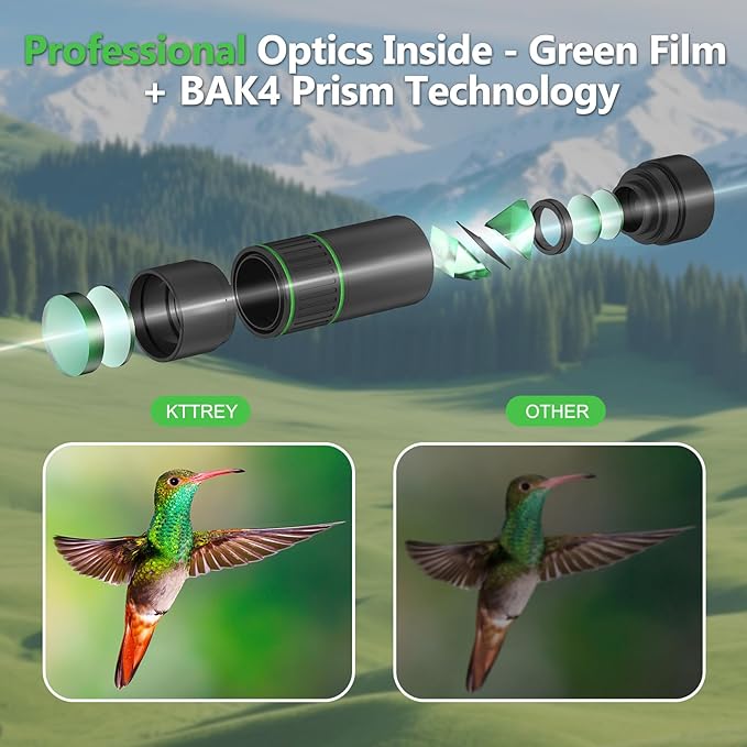 8x32 Monocular Telescope for Adults, High Power BAK4 Prism FMC Coating IPX7 - Image 3