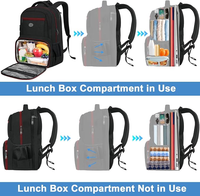 MATEIN Mens Backpack with Lunch Box, Sturdy Padded 17 Inch Laptop Backpack - Image 3
