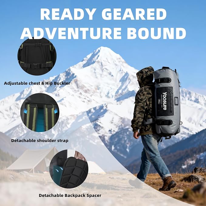 80L Waterproof Duffel Bag Motorcycle Dry Bag Backpack, Waterproof Zippered Bags - Image 3