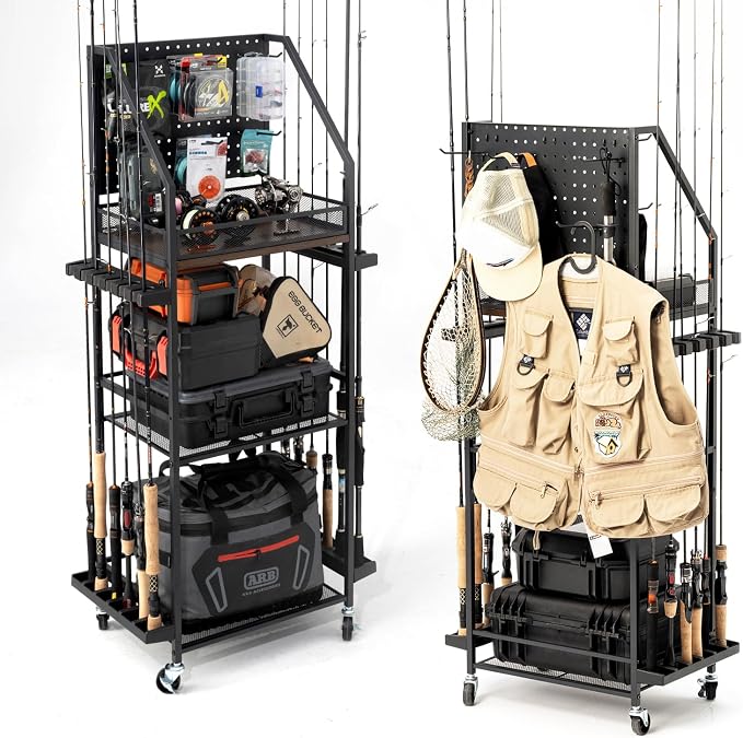 SOYEEZE Fishing Rod Holders for Garage, 3-Tier Fishing Pole Rack - Image 2
