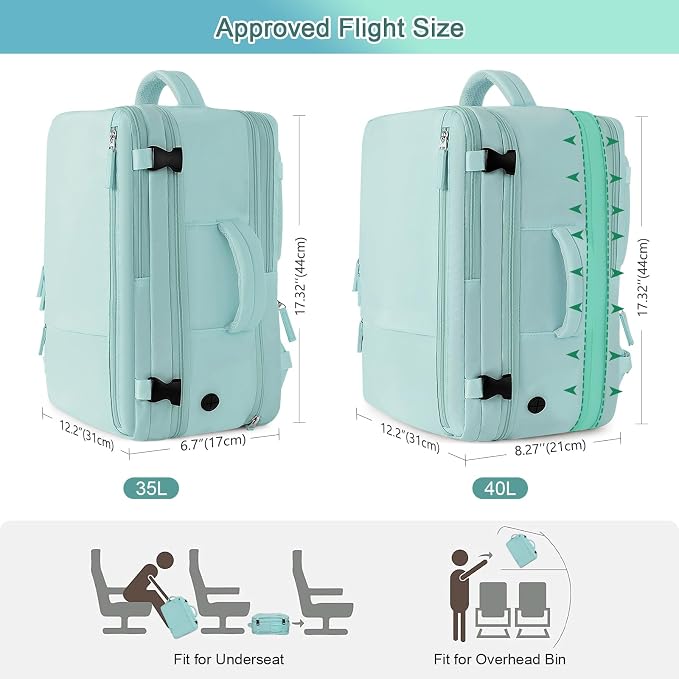 Sinaliy Large Travel Backpack for Women, 40L Carry On Backpack, 17 Inch Laptop - Image 3