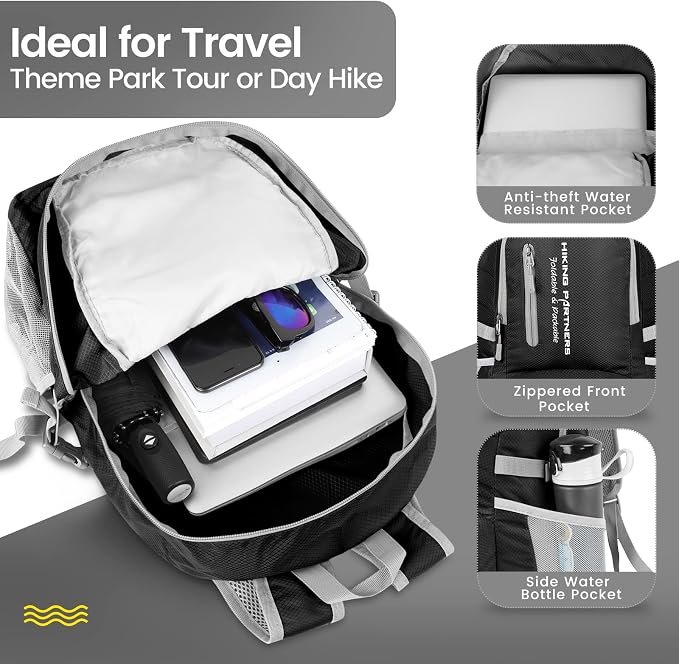 ZOMAKE Lightweight Packable Backpack, 35L Light Foldable Hiking Backpacks Water - Image 3