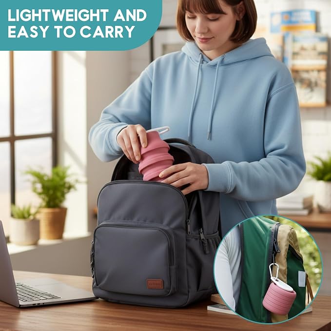 LemonRoad 4 Pcs 20 oz Portable Collapsible Water Bottles Reusable Silicone - Image 5