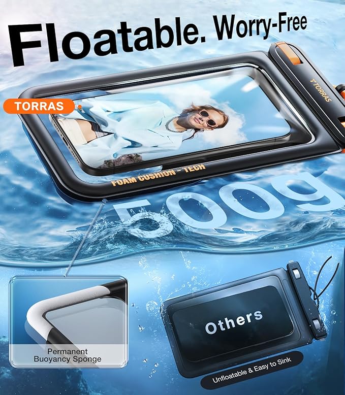 TORRAS IP68 Waterproof Phone Pouch Double Space, Floating Waterproof Phone Case - Image 5