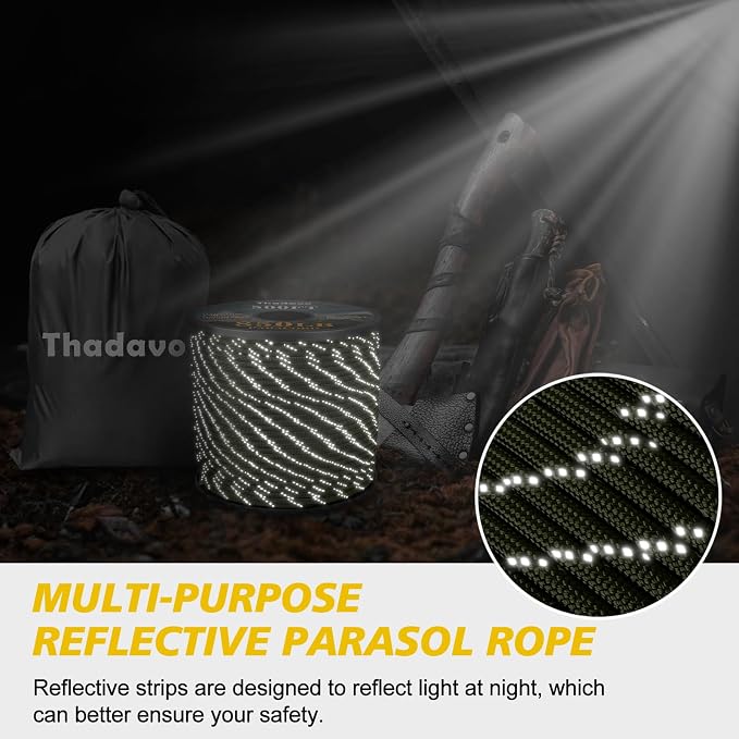 Paracord Reflective Rope 850Ib, 50/100/200/500/1000ft 4MM 11 Strand Parachute - Image 5