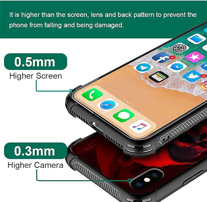 for iPhone X/Xs Case, Gestures Funny Skull Pattern Graphic Design Girl Boy Soft - Image 7