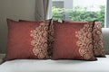 Ambesonne Burgundy Throw Pillow Cushion Case Pack of 4, Floral Swirls Ivy Image by Ambesonne