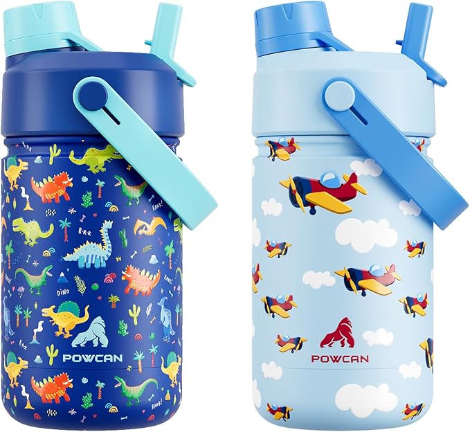 POWCAN 2 Pack 12 oz Kids Insulated Water Bottle by POWCAN