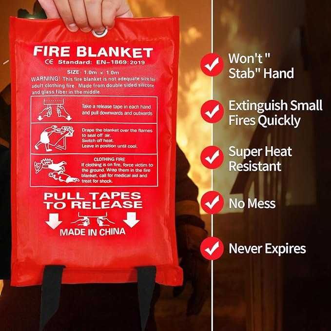 2 Pack Fire Blankets Emergency for Home, 40” x 40” Silicone-Coated Fiberglass - Image 4