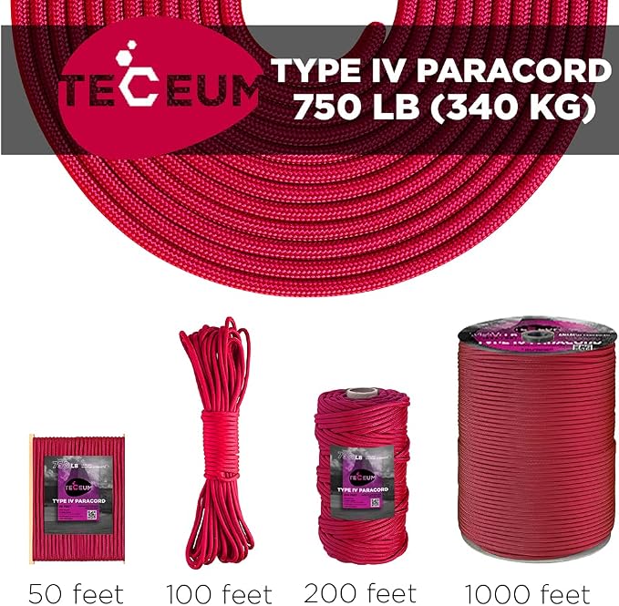 TECEUM 5/32" Paracord Rope 1000 – 1000ft / 200ft / 100ft / 50ft – Tactical - Image 9