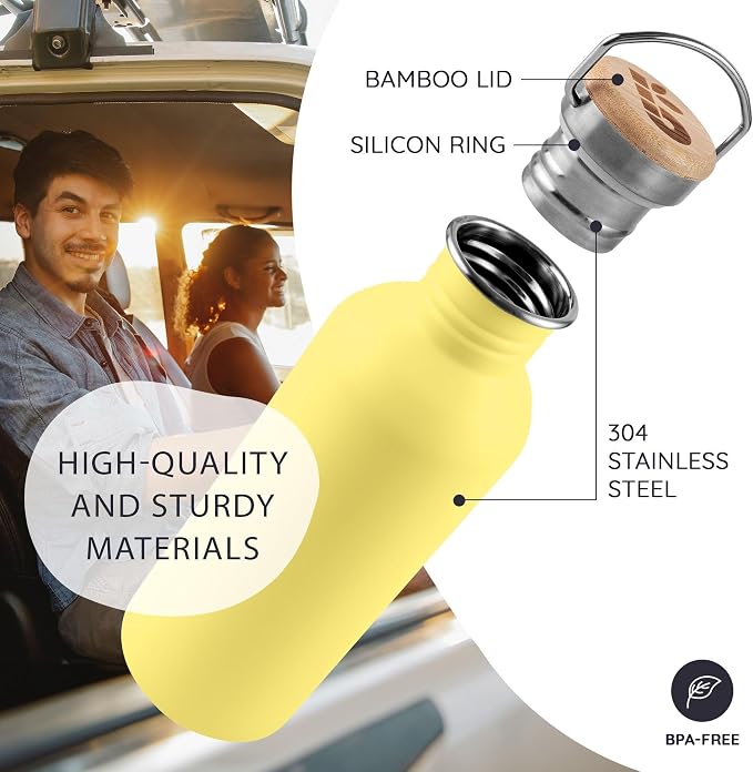Bambaw 750ml Stainless Steel Sports Bottle, Non-Insulated Water Bottle - Image 2