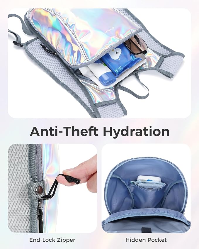 Blue Quartz Rave Hydration Backpack, Reflective Hiking Pack - Image 5