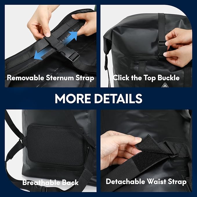 Haimont Large Waterproof Dry Backpack IPX7 Roll-top Dry Marine Dry Bag - Image 4