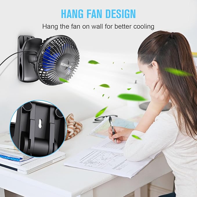 BESKAR USB Clip on Fan, Portable Small Fan - Image 4