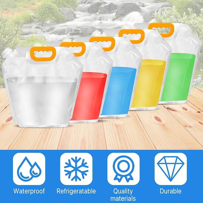 12 Pack Collapsible Water Container Bag 1.3 Gallon Emergency Foldable Water - Image 4