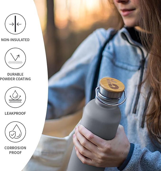 Bambaw Stainless Steel Water Bottle, 750 ml, Non-Insulated Metal Water Bottle - Image 3