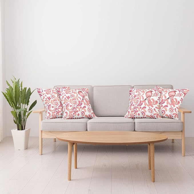 Ambesonne Watercolor Throw Pillow Cushion Case Pack of 4, Bird on Tree Branch - Image 4