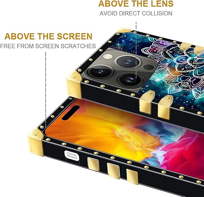 Compatible with iPhone 15 Pro Case, Starry Sky Colourful Mandala Luxury Golden - Image 7