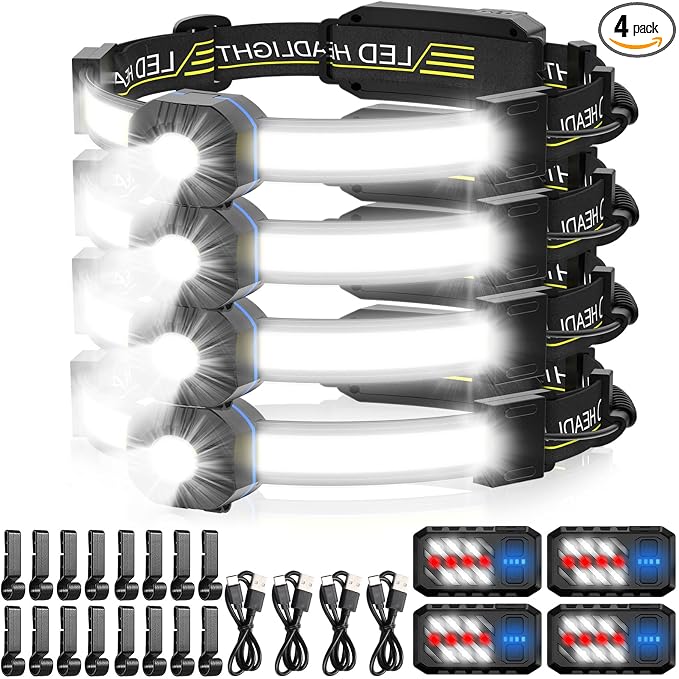 LED Headlamp, 1000lumens 230° Widebeam Headlight 4 Packs, USB Rechargeable by Spriak%E5%93%81%E7%89%8C%E6%97%97%E8%88%B0%E5%BA%97