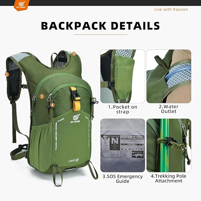 SKYSPER Small Hiking Backpack - 25L Travel Daypack Lightweight Bag Water - Image 4