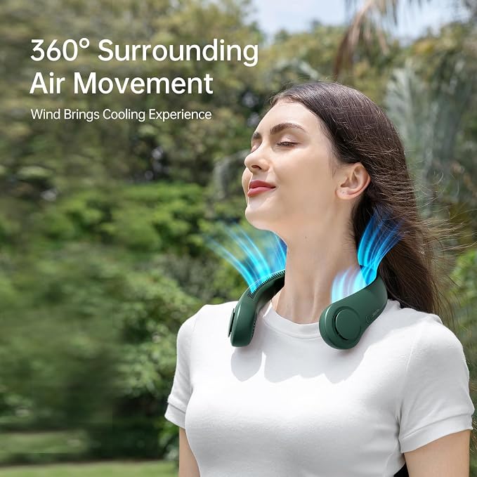 JISULIFE Portable Neck Fan, Hands Free Bladeless Fan, 5 Speeds, 4000 mAh - Image 2
