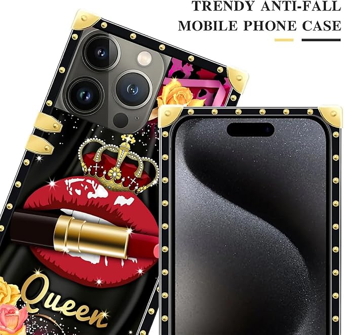 Compatible with iPhone 16 Pro Max Case, Queen Lip Crown Leopard Print Luxury - Image 4